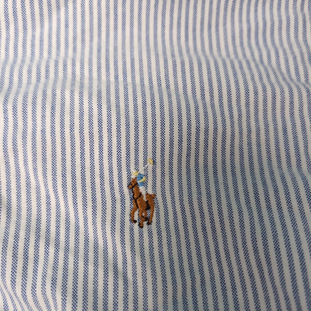 VTG Polo Ralph Lauren Made In Canada Raw Hem Striped Button Up Shirt Small Pony - Picture 3 of 7